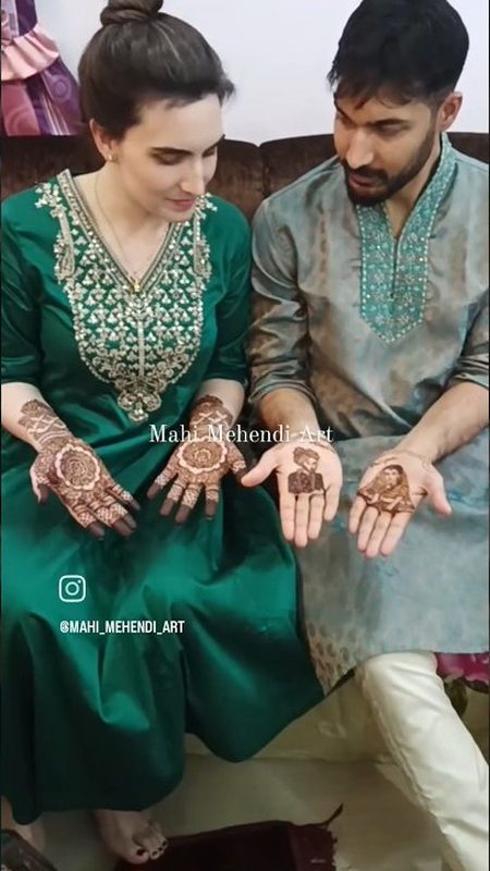 Bride and groom couple henna